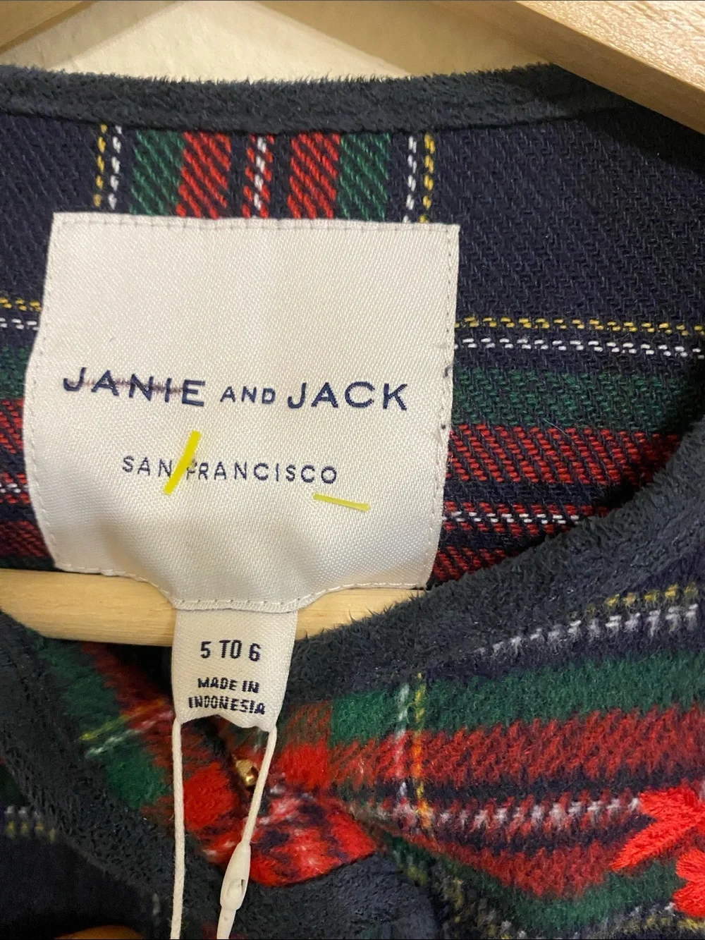 Janie and Jack Navy Plaid Cape with Red Floral Applique
